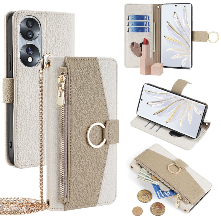 For Honor 70 Crossbody Litchi Texture Leather Phone Case(White) - Honor Cases by PMC TechLife | Online Shopping South Africa | PMC TechLife | Buy Now Pay Later Mobicred