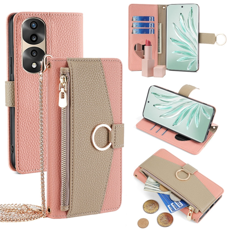 For Honor 70 Pro / 70 Pro+ Crossbody Litchi Texture Leather Phone Case(Pink) - Honor Cases by PMC TechLife | Online Shopping South Africa | PMC TechLife | Buy Now Pay Later Mobicred