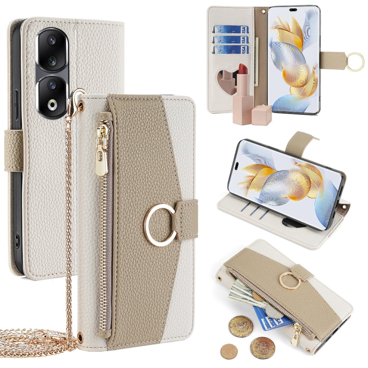 For Honor 90 Pro 5G Crossbody Litchi Texture Leather Phone Case(White) - Honor Cases by PMC TechLife | Online Shopping South Africa | PMC TechLife | Buy Now Pay Later Mobicred