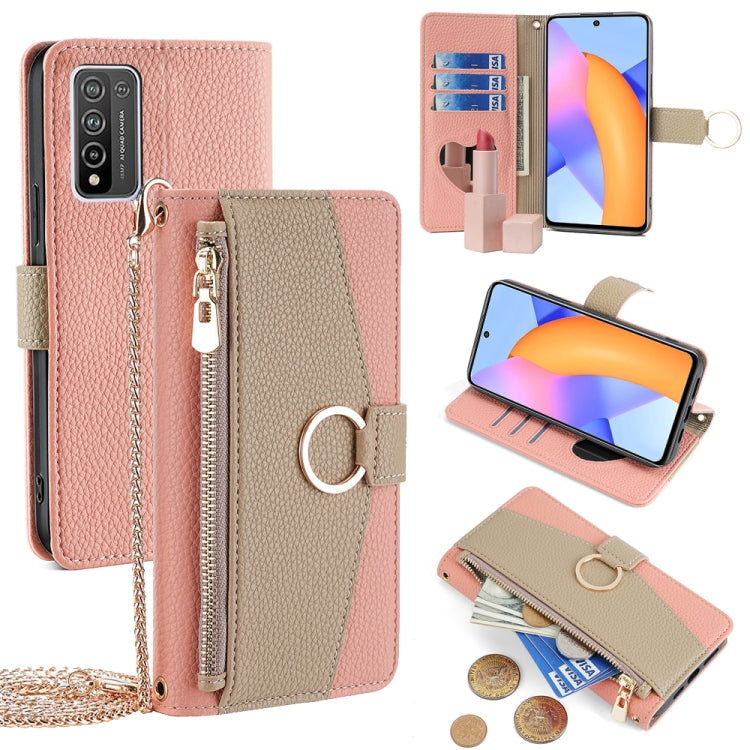 For Honor 10X Lite Crossbody Litchi Texture Leather Phone Case(Pink) - Honor Cases by PMC TechLife | Online Shopping South Africa | PMC TechLife | Buy Now Pay Later Mobicred