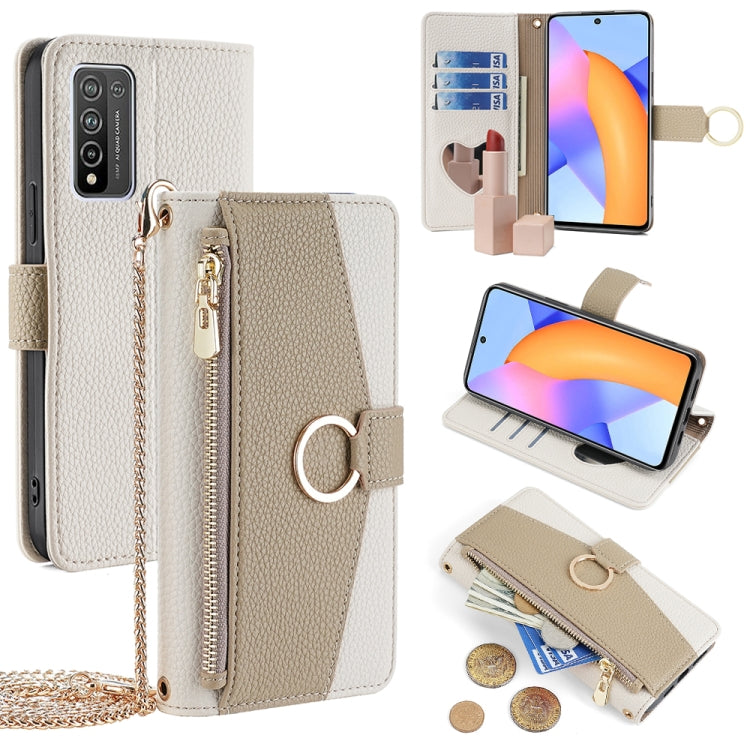 For Honor 10X Lite Crossbody Litchi Texture Leather Phone Case(White) - Honor Cases by PMC TechLife | Online Shopping South Africa | PMC TechLife | Buy Now Pay Later Mobicred