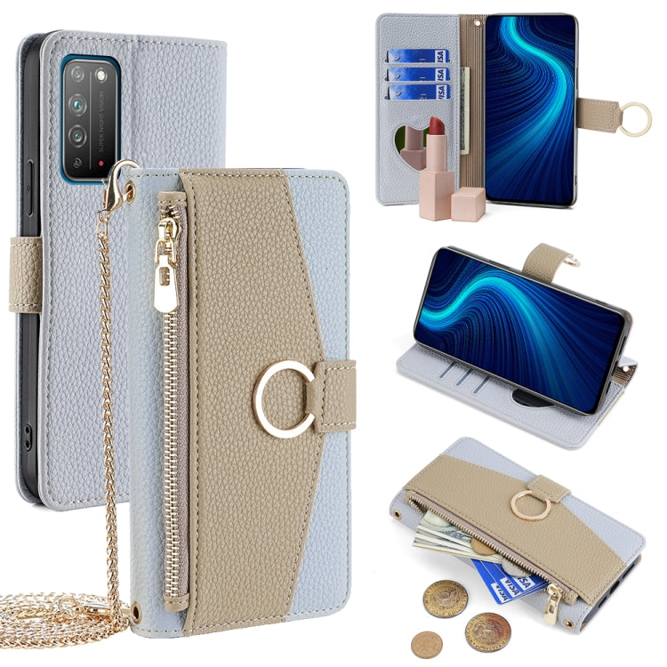 For Honor X10 5G Crossbody Litchi Texture Leather Phone Case(Blue) - Honor Cases by PMC TechLife | Online Shopping South Africa | PMC TechLife | Buy Now Pay Later Mobicred
