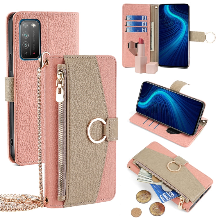 For Honor X10 5G Crossbody Litchi Texture Leather Phone Case(Pink) - Honor Cases by PMC TechLife | Online Shopping South Africa | PMC TechLife | Buy Now Pay Later Mobicred