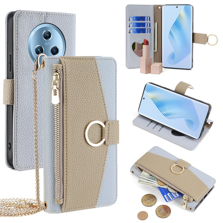 For Honor Magic5 Crossbody Litchi Texture Leather Phone Case(Blue) - Honor Cases by PMC TechLife | Online Shopping South Africa | PMC TechLife | Buy Now Pay Later Mobicred