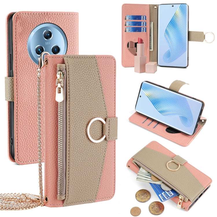 For Honor Magic5 Crossbody Litchi Texture Leather Phone Case(Pink) - Honor Cases by PMC TechLife | Online Shopping South Africa | PMC TechLife | Buy Now Pay Later Mobicred