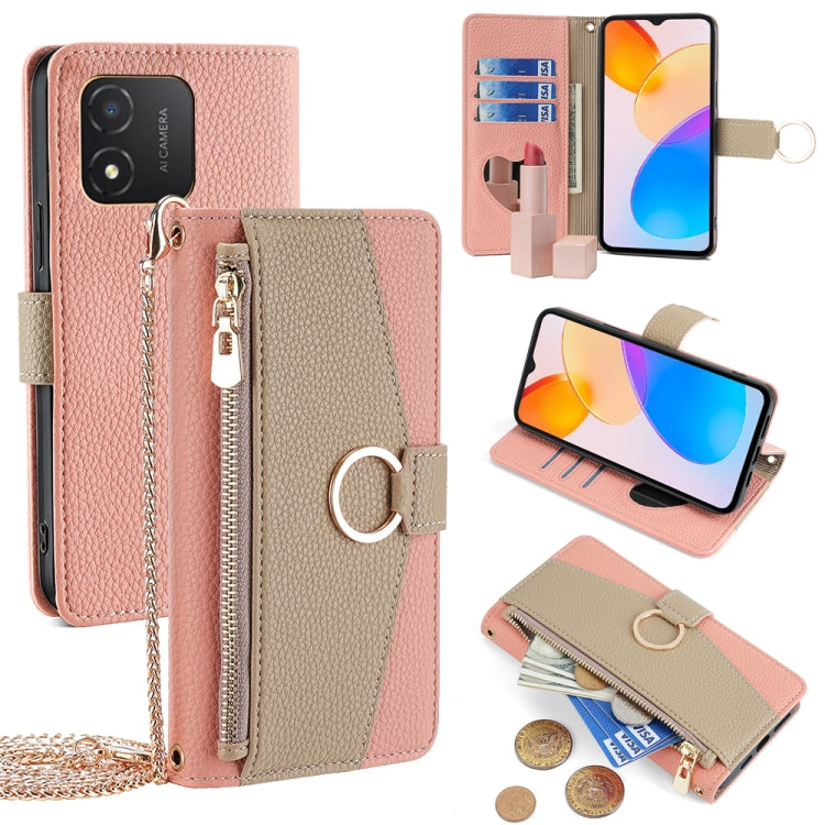 For Honor X5 4G Crossbody Litchi Texture Leather Phone Case(Pink) - Honor Cases by PMC TechLife | Online Shopping South Africa | PMC TechLife | Buy Now Pay Later Mobicred