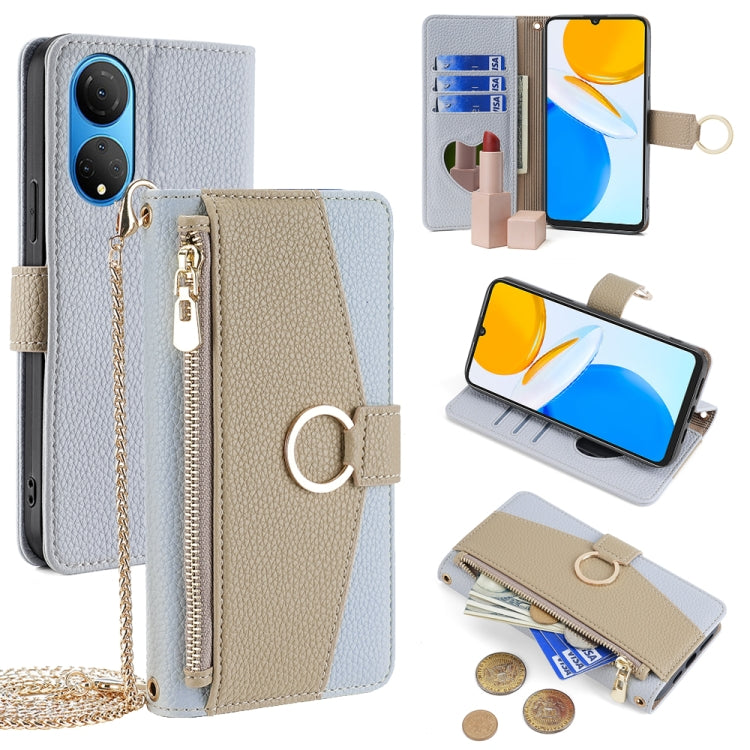 For Honor X7 4G Crossbody Litchi Texture Leather Phone Case(Blue) - Honor Cases by PMC TechLife | Online Shopping South Africa | PMC TechLife | Buy Now Pay Later Mobicred