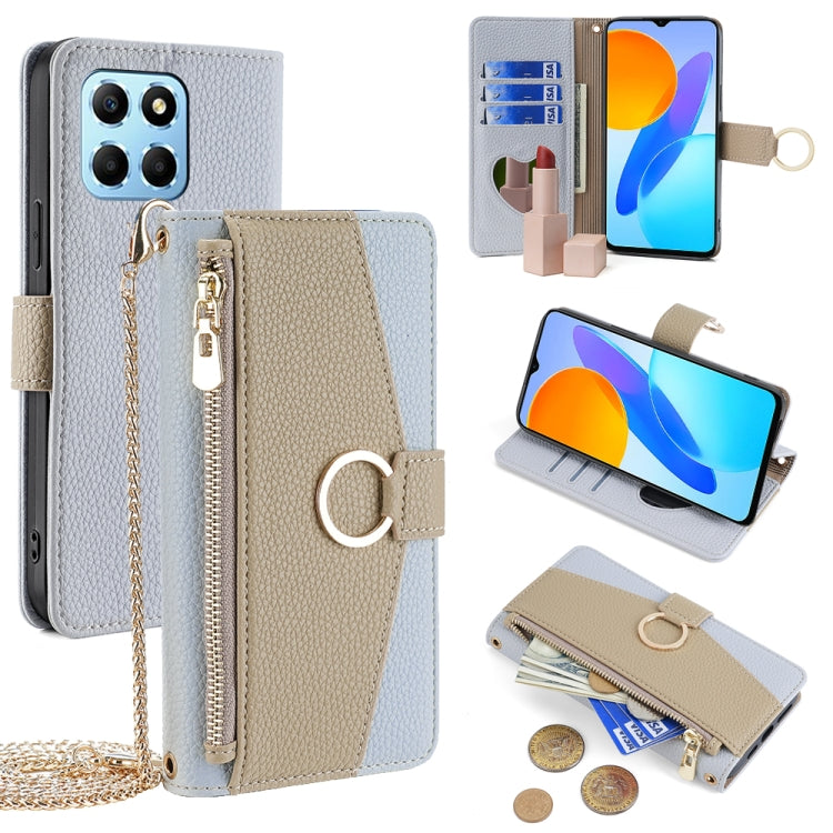 For Honor X8 5G / X6 Crossbody Litchi Texture Leather Phone Case(Blue) - Honor Cases by PMC TechLife | Online Shopping South Africa | PMC TechLife | Buy Now Pay Later Mobicred