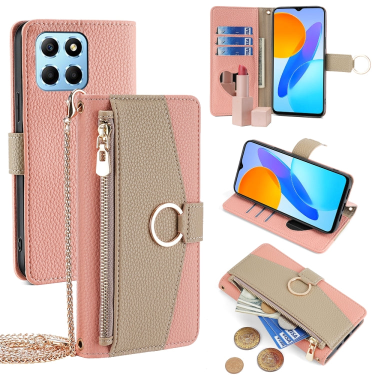 For Honor X8 5G / X6 Crossbody Litchi Texture Leather Phone Case(Pink) - Honor Cases by PMC TechLife | Online Shopping South Africa | PMC TechLife | Buy Now Pay Later Mobicred