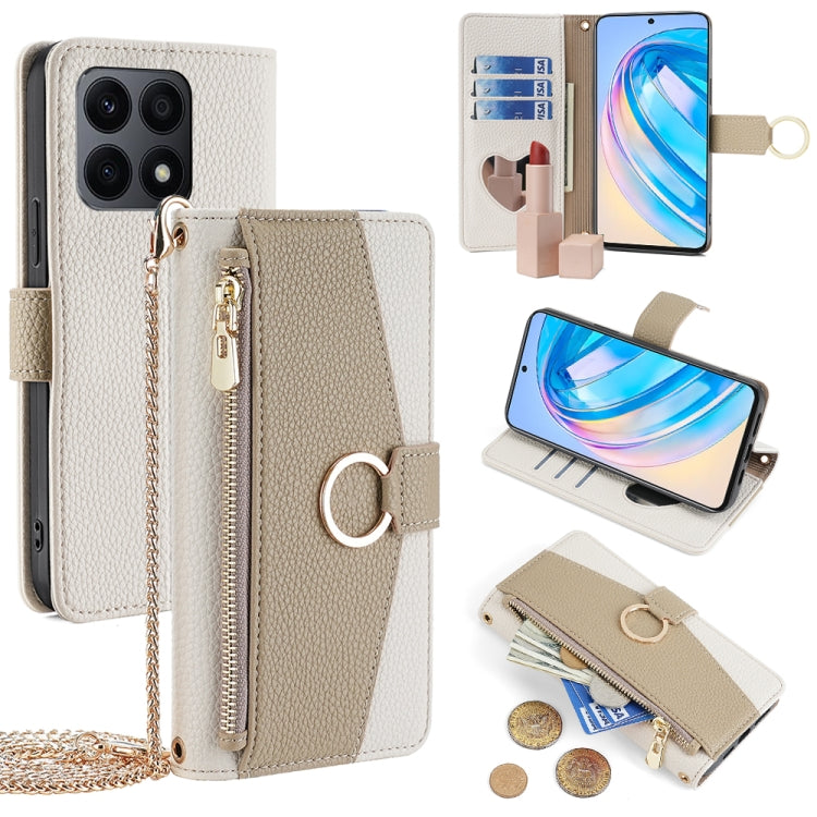 For Honor X8a Crossbody Litchi Texture Leather Phone Case(White) - Honor Cases by PMC TechLife | Online Shopping South Africa | PMC TechLife | Buy Now Pay Later Mobicred