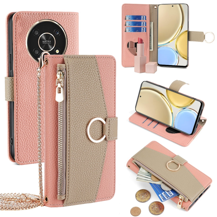 For Honor X30 Crossbody Litchi Texture Leather Phone Case(Pink) - Honor Cases by PMC TechLife | Online Shopping South Africa | PMC TechLife | Buy Now Pay Later Mobicred
