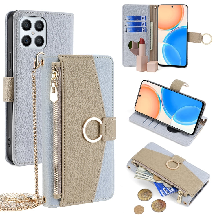 For Honor X30i / X8 Crossbody Litchi Texture Leather Phone Case(Blue) - Honor Cases by PMC TechLife | Online Shopping South Africa | PMC TechLife | Buy Now Pay Later Mobicred