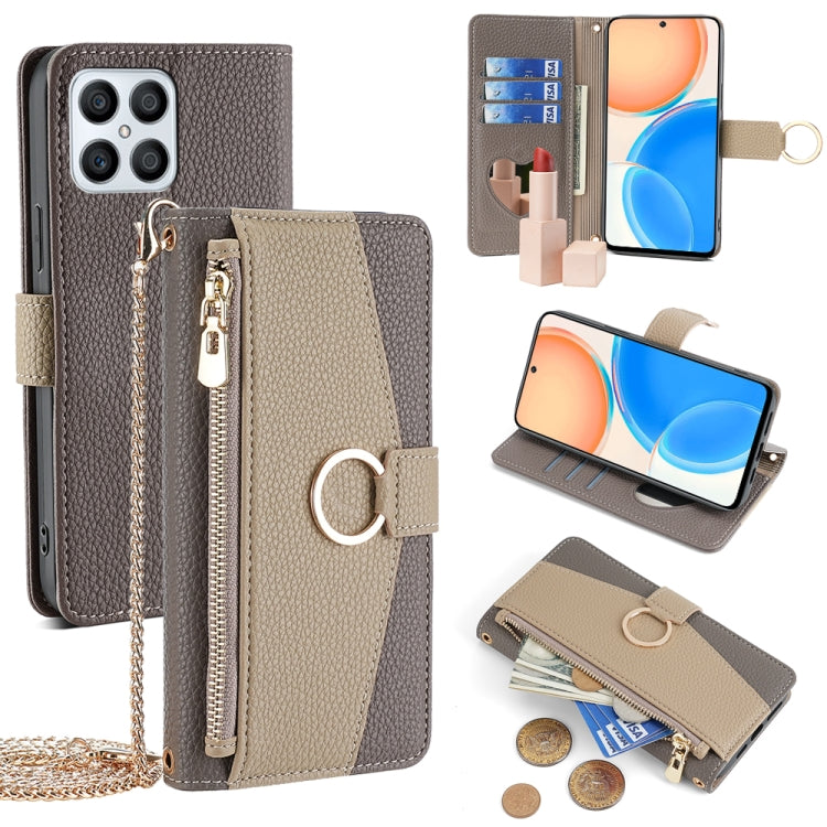 For Honor X30i / X8 Crossbody Litchi Texture Leather Phone Case(Grey) - Honor Cases by PMC TechLife | Online Shopping South Africa | PMC TechLife | Buy Now Pay Later Mobicred