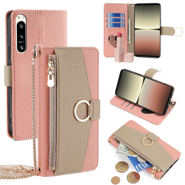 For Sony Xperia 5 IV Crossbody Litchi Texture Leather Phone Case(Pink) - Sony Cases by PMC TechLife | Online Shopping South Africa | PMC TechLife | Buy Now Pay Later Mobicred
