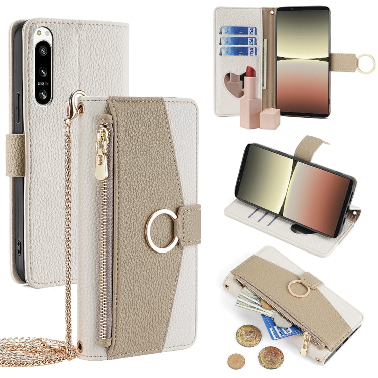 For Sony Xperia 5 IV Crossbody Litchi Texture Leather Phone Case(White) - Sony Cases by PMC TechLife | Online Shopping South Africa | PMC TechLife | Buy Now Pay Later Mobicred