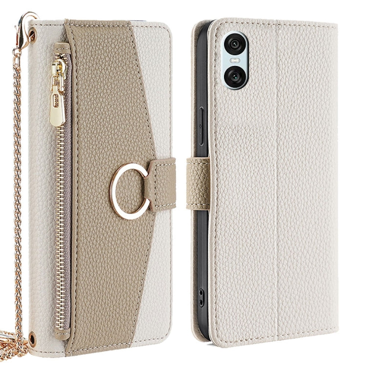 For Sony Xperia 10 VI Crossbody Litchi Texture Leather Phone Case(White) - Sony Cases by PMC TechLife | Online Shopping South Africa | PMC TechLife | Buy Now Pay Later Mobicred