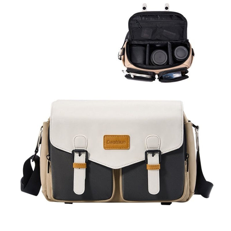 Cwatcun D99 Contrast Color Single Shoulder Camera Bag Outdoor Camera Bag Professional Crossbody Handbag, Size:25.5 x 10.5 x 18cm Medium(Khaki Black) - free shipping - PMC TechLife - Order now!