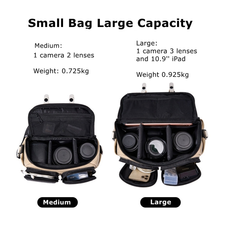 Cwatcun D99 Contrast Color Single Shoulder Camera Bag Outdoor Camera Bag Professional Crossbody Handbag, Size:32.5 x 14.5 x 21.5cm Large(Khaki Black) - free shipping - PMC TechLife - Order now!