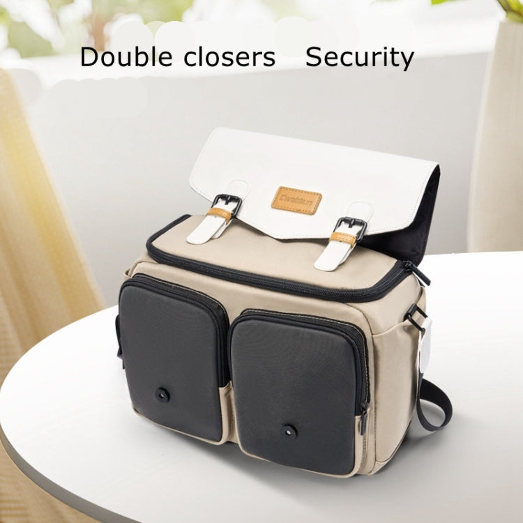 Cwatcun D99 Contrast Color Single Shoulder Camera Bag Outdoor Camera Bag Professional Crossbody Handbag, Size:32.5 x 14.5 x 21.5cm Large(Khaki Black) - free shipping - PMC TechLife - Order now!