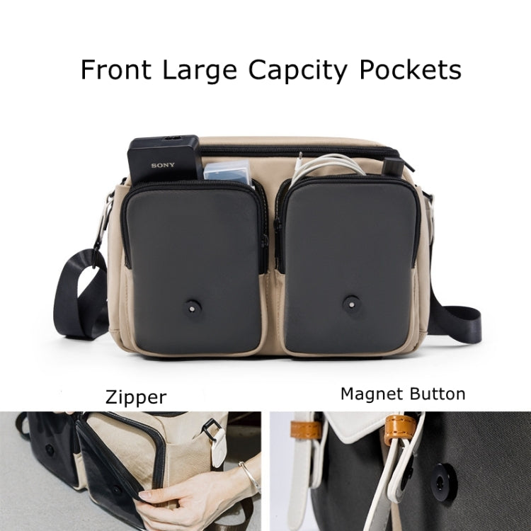 Cwatcun D99 Contrast Color Single Shoulder Camera Bag Outdoor Camera Bag Professional Crossbody Handbag, Size:32.5 x 14.5 x 21.5cm Large(Khaki Black) - free shipping - PMC TechLife - Order now!