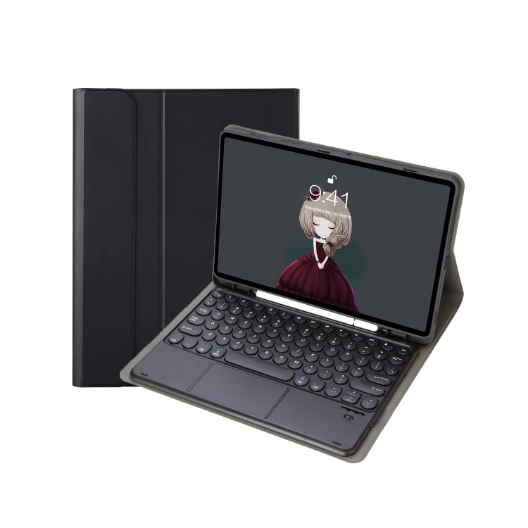 For Samsung Galaxy Tab A9+ X210/X215/X215 YA09B-A Candy Color TPU Round Keycap Touch Bluetooth Keyboard Leather Case with Pen Slot(Black) - Samsung Keyboard by PMC TechLife | Online Shopping South Africa | PMC TechLife
