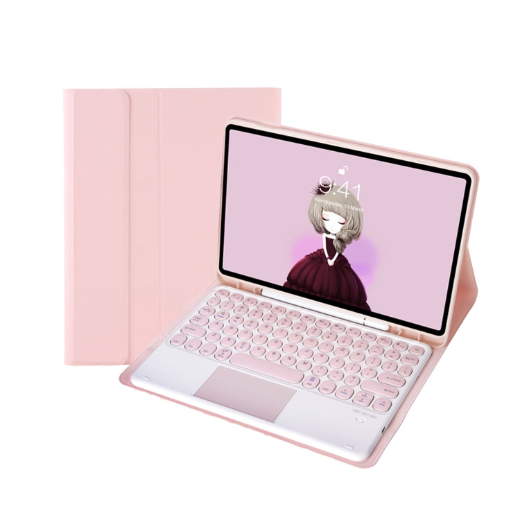 For Samsung Galaxy Tab A9+ X210/X215/X215 YA09B-A Candy Color TPU Round Keycap Touch Bluetooth Keyboard Leather Case with Pen Slot(Pink) - Samsung Keyboard by PMC TechLife | Online Shopping South Africa | PMC TechLife