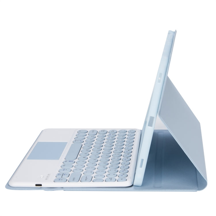 For Samsung Galaxy Tab A9+ X210/X215/X215 YA09B-A Candy Color TPU Round Keycap Touch Bluetooth Keyboard Leather Case with Pen Slot(Ice Blue) - Samsung Keyboard by PMC TechLife | Online Shopping South Africa | PMC TechLife