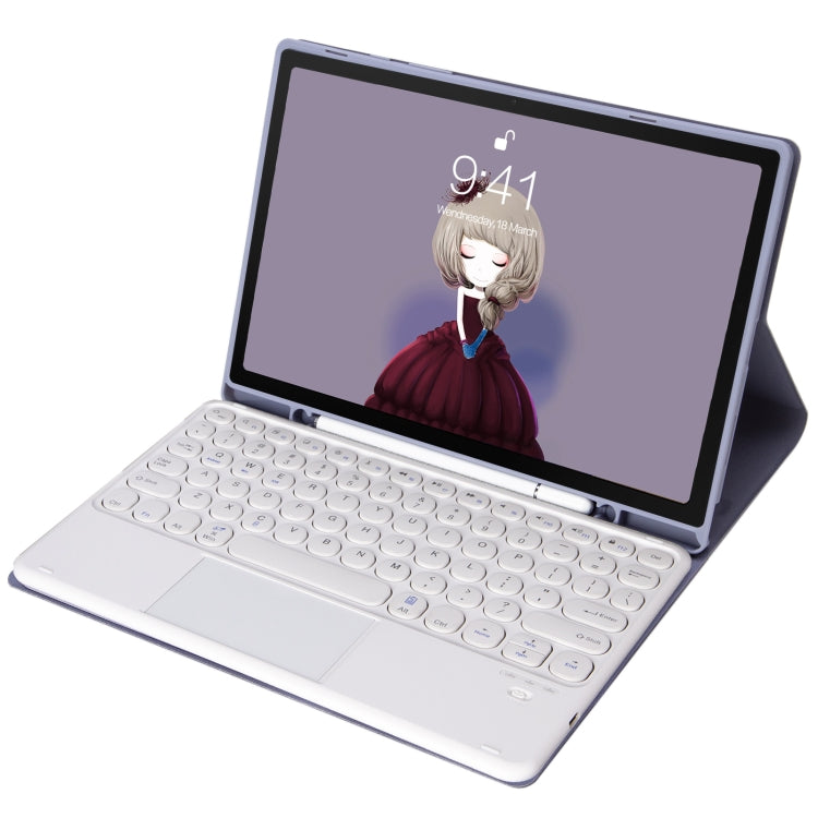 For Samsung Galaxy Tab A9+ X210/X215/X215 YA09B-A Candy Color TPU Round Keycap Touch Bluetooth Keyboard Leather Case with Pen Slot(Purple) - free shipping - PMC TechLife - Order now!