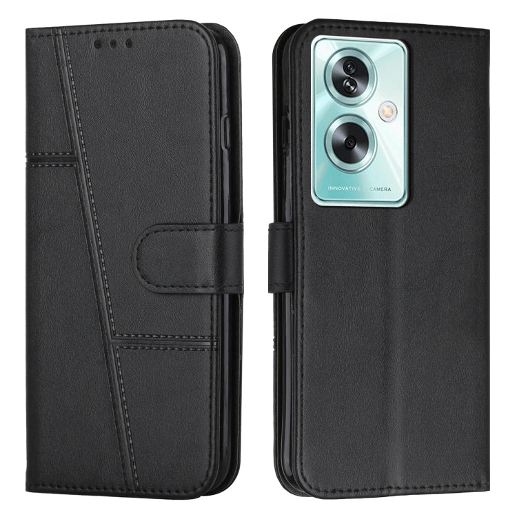 For OPPO A79 5G Stitching Calf Texture Buckle Leather Phone Case(Black) - OPPO Cases by PMC TechLife | Online Shopping South Africa | PMC TechLife | Buy Now Pay Later Mobicred