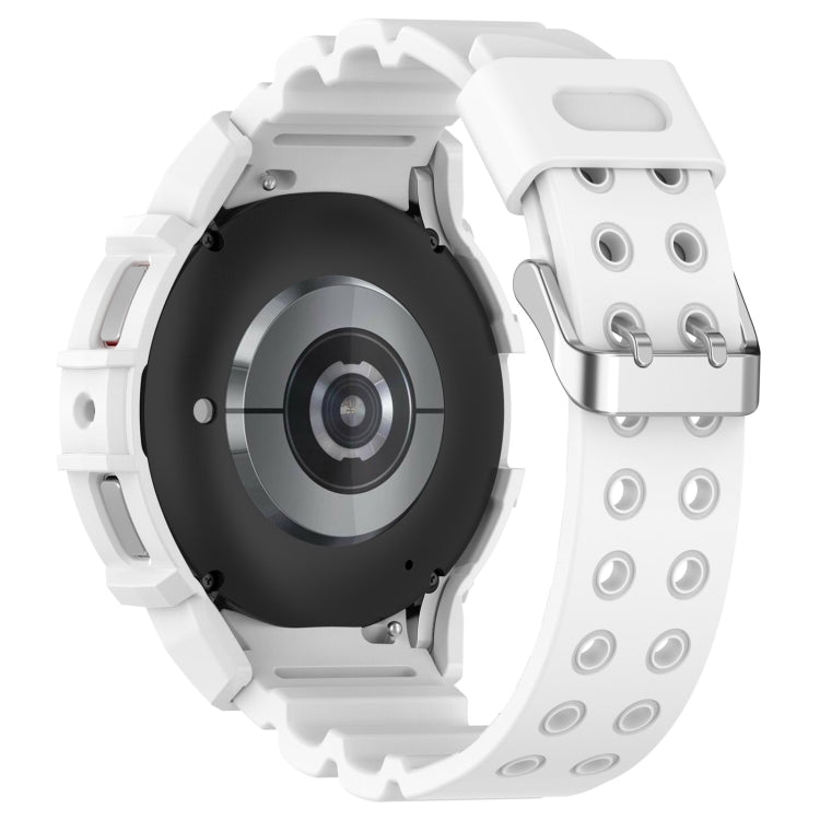 For Samsung Galaxy Watch 6 40mm Armor Silicone Watch Band + Watch Case Set(White) - Watch Bands by PMC Jewellery | Online Shopping South Africa | PMC Jewellery | Buy Now Pay Later Mobicred