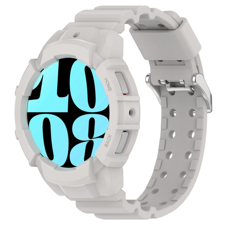 For Samsung Galaxy Watch 6 40mm Armor Silicone Watch Band + Watch Case Set(Light Grey) - Watch Bands by PMC Jewellery | Online Shopping South Africa | PMC Jewellery | Buy Now Pay Later Mobicred