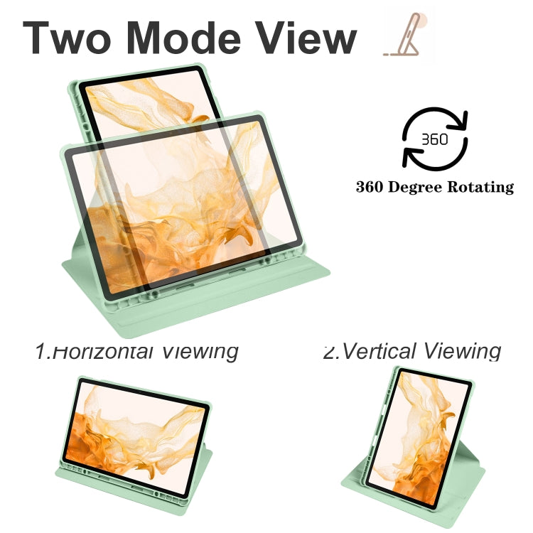 For Samsung Galaxy Tab S9+ X810 Acrylic 360 Degree Rotation Holder Tablet Leather Case(Matcha Green) - Galaxy Tab S9+ Cases by PMC TechLife | Online Shopping South Africa | PMC TechLife