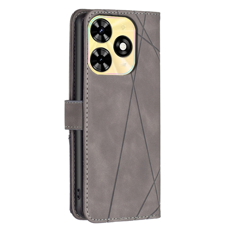 For Tecno Spark Go 2024 / 20C / POP 8 Magnetic Buckle Rhombus Texture Leather Phone Case(Grey) - Tecno Cases by PMC Jewellery | Online Shopping South Africa | PMC Jewellery | Buy Now Pay Later Mobicred