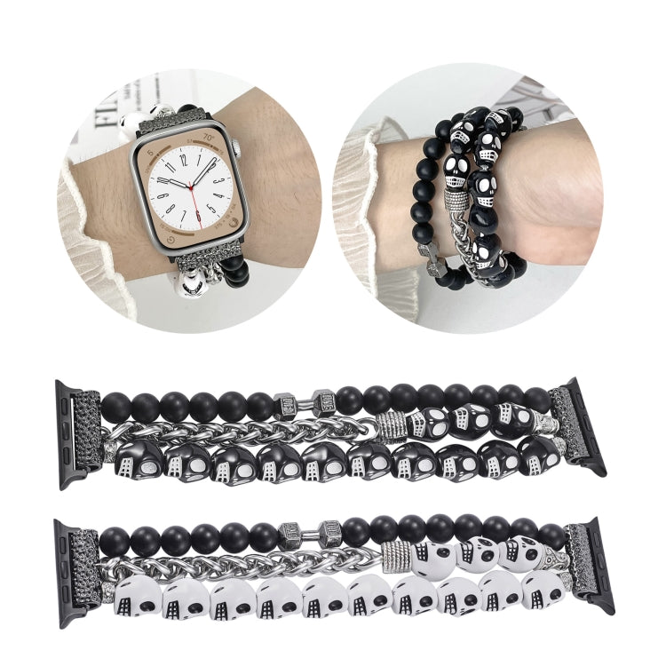 For Apple Watch SE 2023 44mm Skull Beaded Watch Band(Black) - Watch Bands by PMC TechLife | Online Shopping South Africa | PMC TechLife