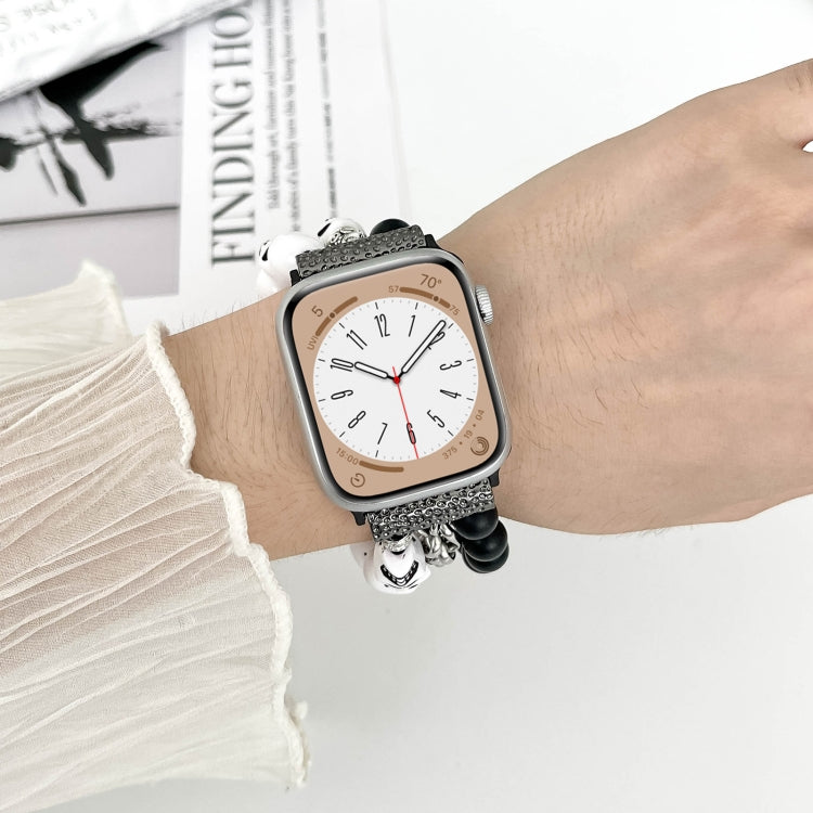 For Apple Watch Series 6 40mm Skull Beaded Watch Band(White) - Watch Bands by PMC TechLife | Online Shopping South Africa | PMC TechLife