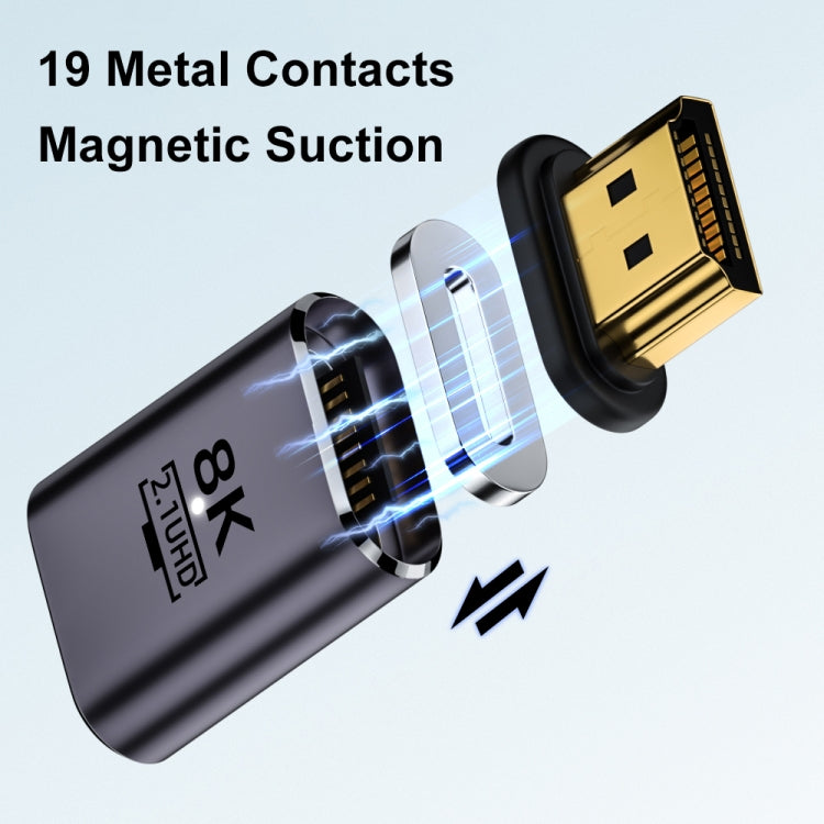 8K 60Hz HDTV to HDTV Magnetic Adapter, Male Straight Female Side Left Bend - Adapter by PMC Jewellery | Online Shopping South Africa | PMC Jewellery | Buy Now Pay Later Mobicred