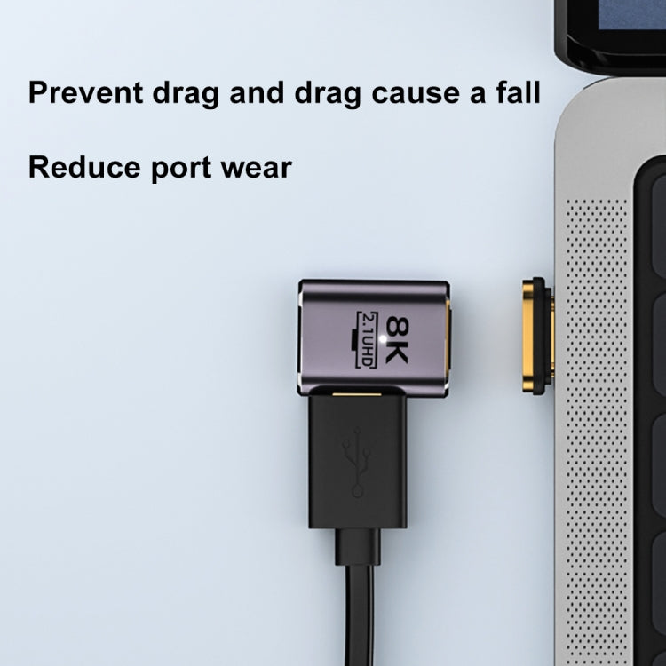 8K 60Hz HDTV to HDTV Magnetic Adapter, Male Straight Female Side Left Bend - Adapter by PMC Jewellery | Online Shopping South Africa | PMC Jewellery | Buy Now Pay Later Mobicred