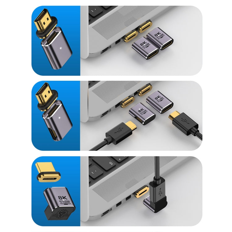 8K 60Hz HDTV to HDTV Magnetic Adapter, 3D Curved Female Vertical Reverse Side - Adapter by PMC TechLife | Online Shopping South Africa | PMC TechLife