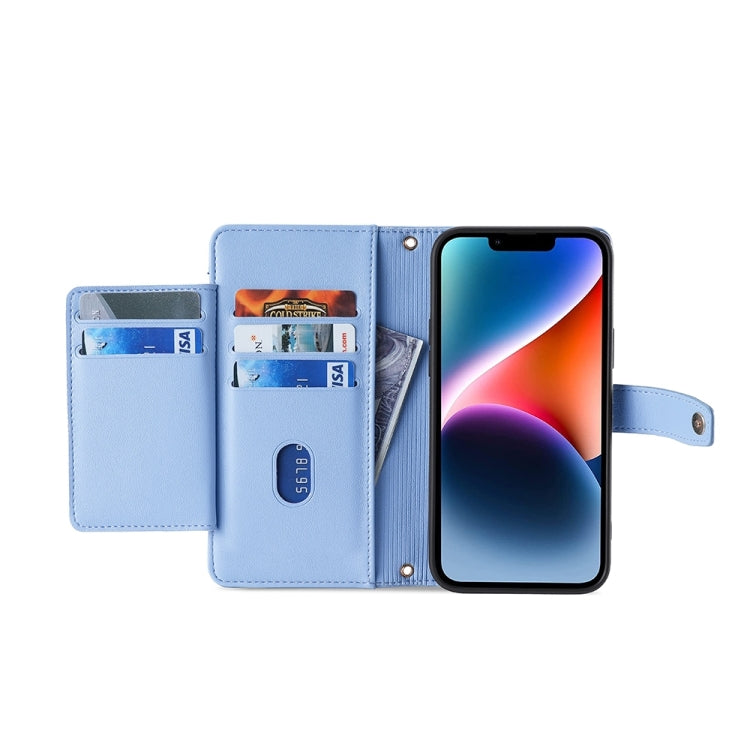 For Motorola Moto G84 5G Lite Sheep Texture Cross-body Zipper Wallet Leather Phone Case(Blue) - Motorola Cases by PMC TechLife | Online Shopping South Africa | PMC TechLife | Buy Now Pay Later Mobicred