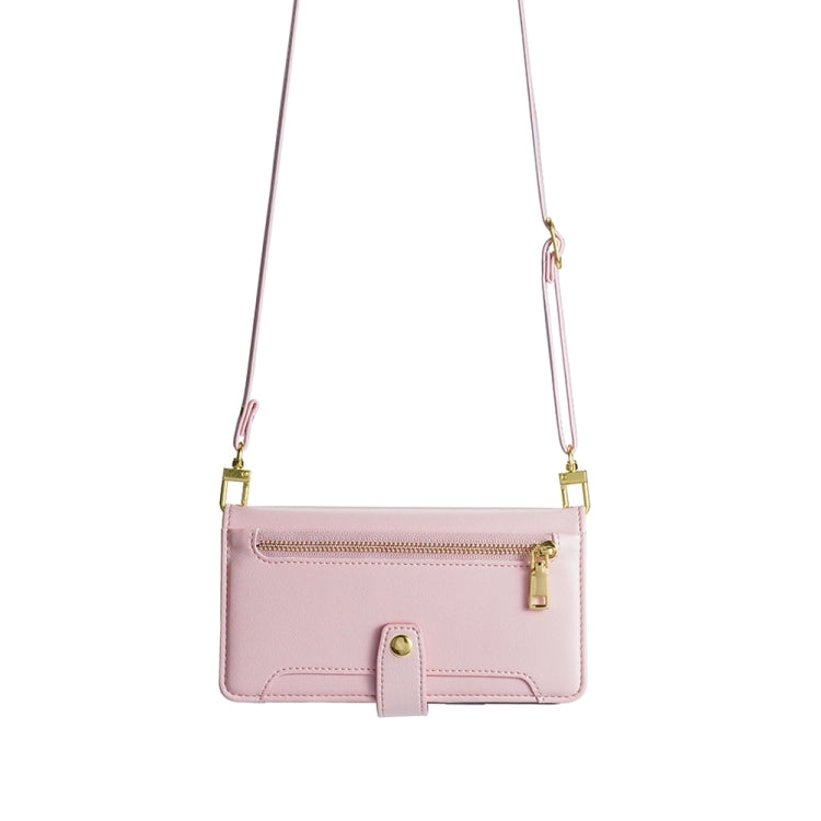 For Motorola Moto G84 5G Lite Sheep Texture Cross-body Zipper Wallet Leather Phone Case(Pink) - Motorola Cases by PMC TechLife | Online Shopping South Africa | PMC TechLife | Buy Now Pay Later Mobicred