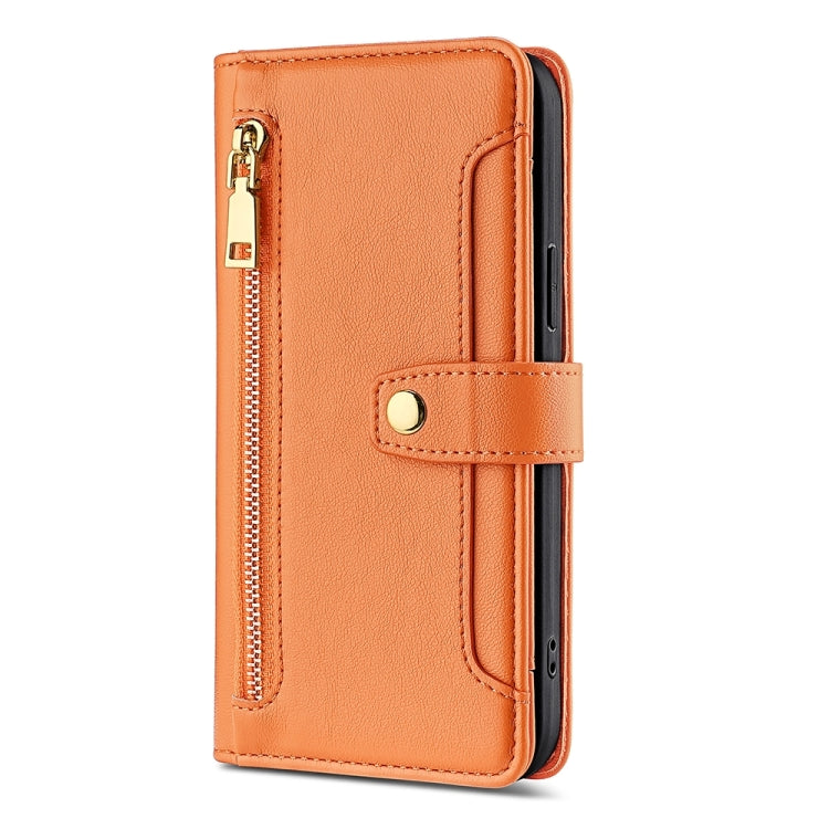 For Motorola Moto G14 4G Lite Sheep Texture Cross-body Zipper Wallet Leather Phone Case(Orange) - free shipping - PMC TechLife - Order now!