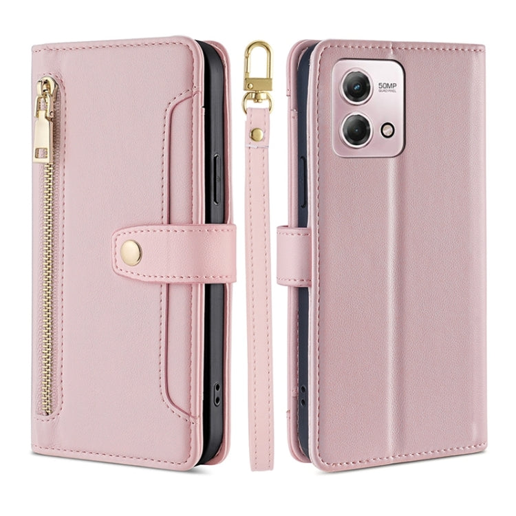 For Motorola Moto G Stylus 4G 2023 Lite Sheep Texture Cross-body Zipper Wallet Leather Phone Case(Pink) - free shipping - PMC TechLife - Order now!