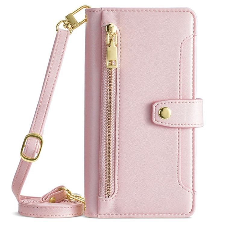 For Sony Xperia 1 VI Lite Sheep Texture Cross-body Zipper Wallet Leather Phone Case(Pink) - Sony Cases by PMC TechLife | Online Shopping South Africa | PMC TechLife | Buy Now Pay Later Mobicred