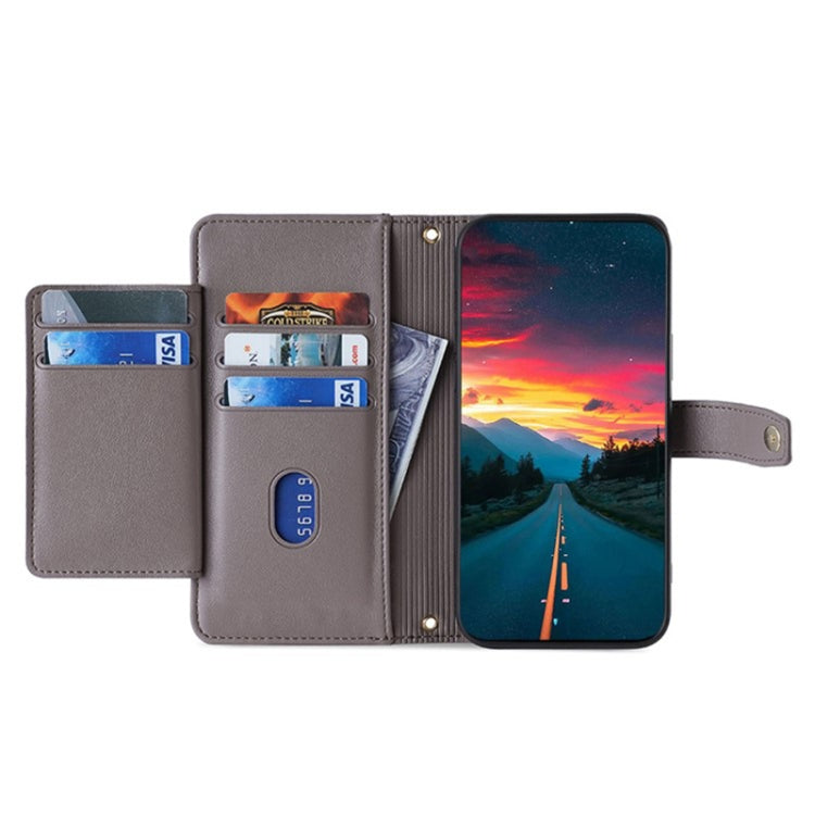 For Sony Xperia 10 VI Lite Sheep Texture Cross-body Zipper Wallet Leather Phone Case(Grey) - Sony Cases by PMC TechLife | Online Shopping South Africa | PMC TechLife | Buy Now Pay Later Mobicred