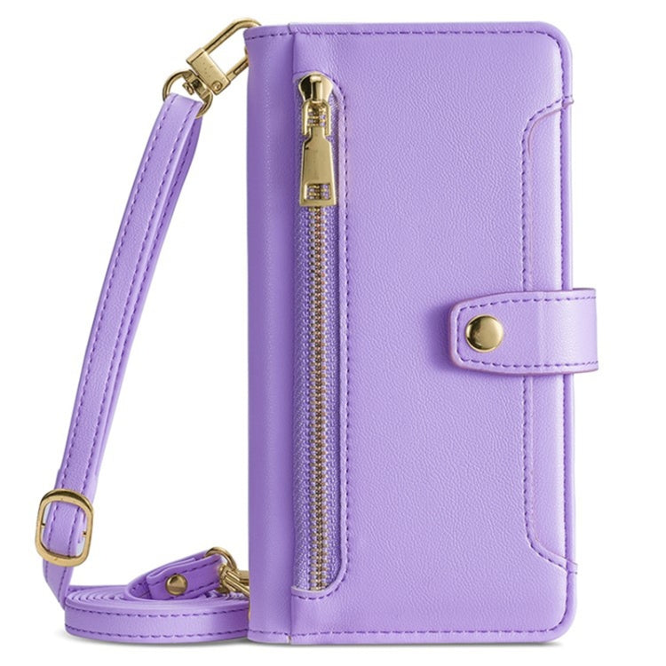For Sony Xperia 10 VI Lite Sheep Texture Cross-body Zipper Wallet Leather Phone Case(Purple) - Sony Cases by PMC TechLife | Online Shopping South Africa | PMC TechLife | Buy Now Pay Later Mobicred