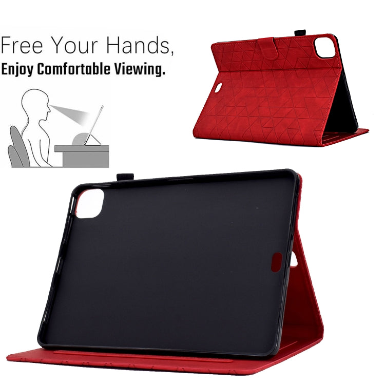 For iPad Pro 11 2024 Rhombus TPU Smart Leather Tablet Case(Red) - iPad Pro 11 2024 Cases by PMC TechLife | Online Shopping South Africa | PMC TechLife | Buy Now Pay Later Mobicred