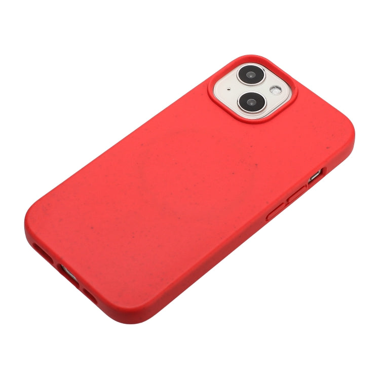 For iPhone 14 Wheat MagSafe Magnetic Straw Material + TPU Phone Case(Red) - iPhone 14 Cases by PMC TechLife | Online Shopping South Africa | PMC TechLife