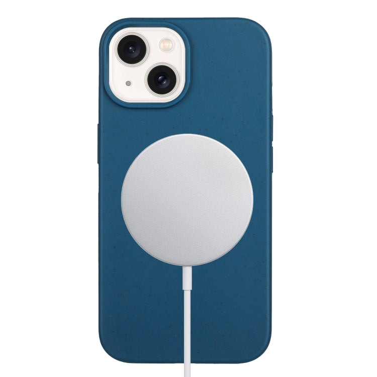 For iPhone 14 Wheat MagSafe Magnetic Straw Material + TPU Phone Case(Blue) - iPhone 14 Cases by PMC TechLife | Online Shopping South Africa | PMC TechLife
