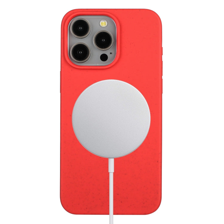 For iPhone 14 Pro Wheat MagSafe Magnetic Straw Material + TPU Phone Case(Red) - iPhone 14 Pro Cases by PMC TechLife | Online Shopping South Africa | PMC TechLife