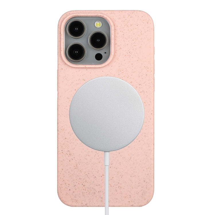 For iPhone 14 Pro Max Wheat MagSafe Magnetic Straw Material + TPU Phone Case(Pink) - free shipping - PMC TechLife - Order now!